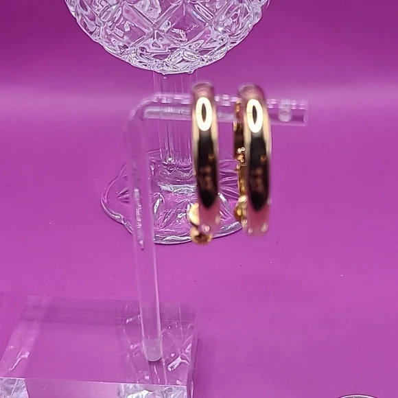 Gold tone hoop clip on earrings by Napier - Picture 3 of 9